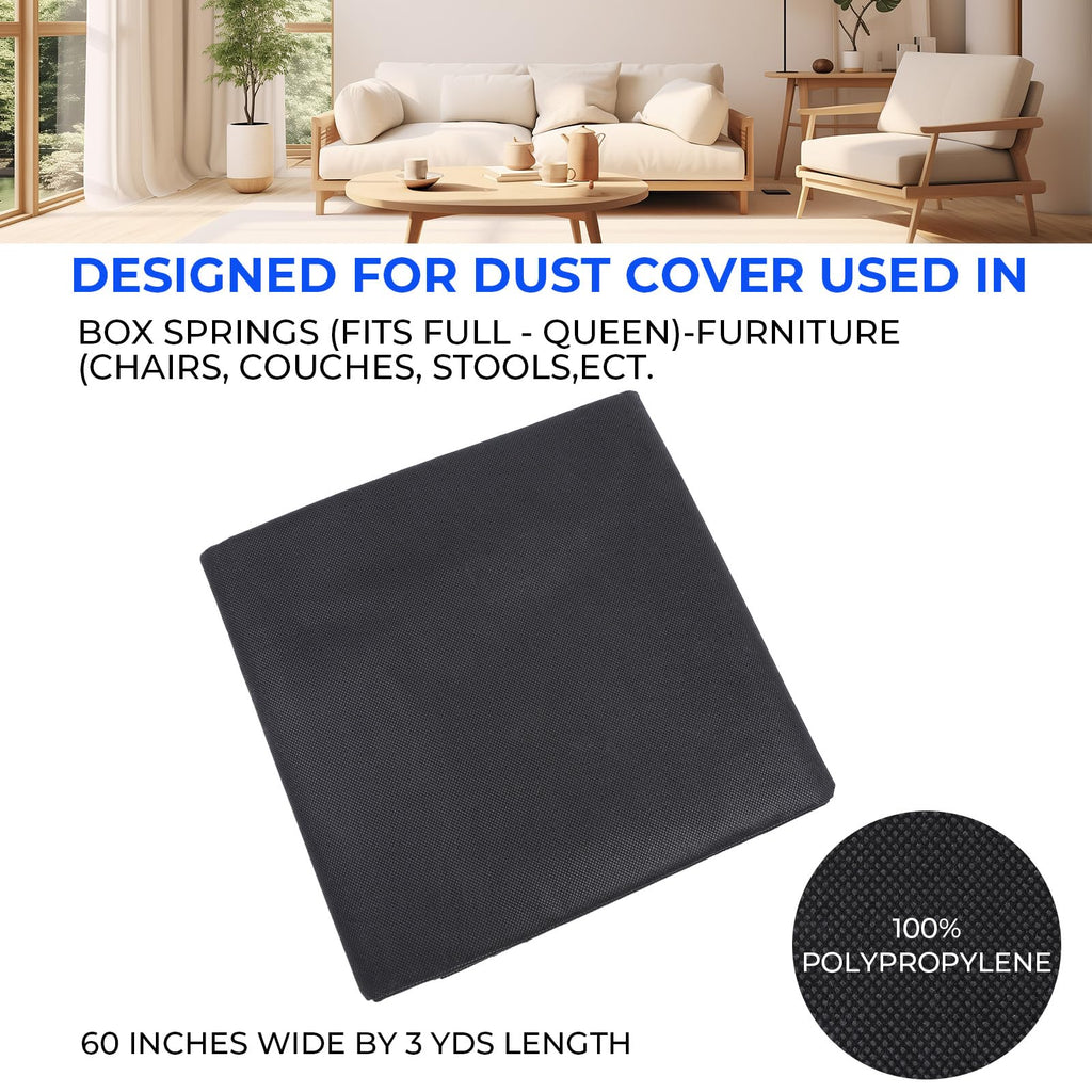 Upholstery Cambric Dust Cover Fabric 60 Inch x 3 Yard Replacement Bottom Replacement for Underside of Mattress Box