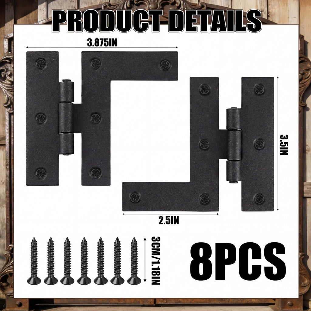 8 Pack Black Wrought Iron Hl Cabinet Hinge Black Powder Coated