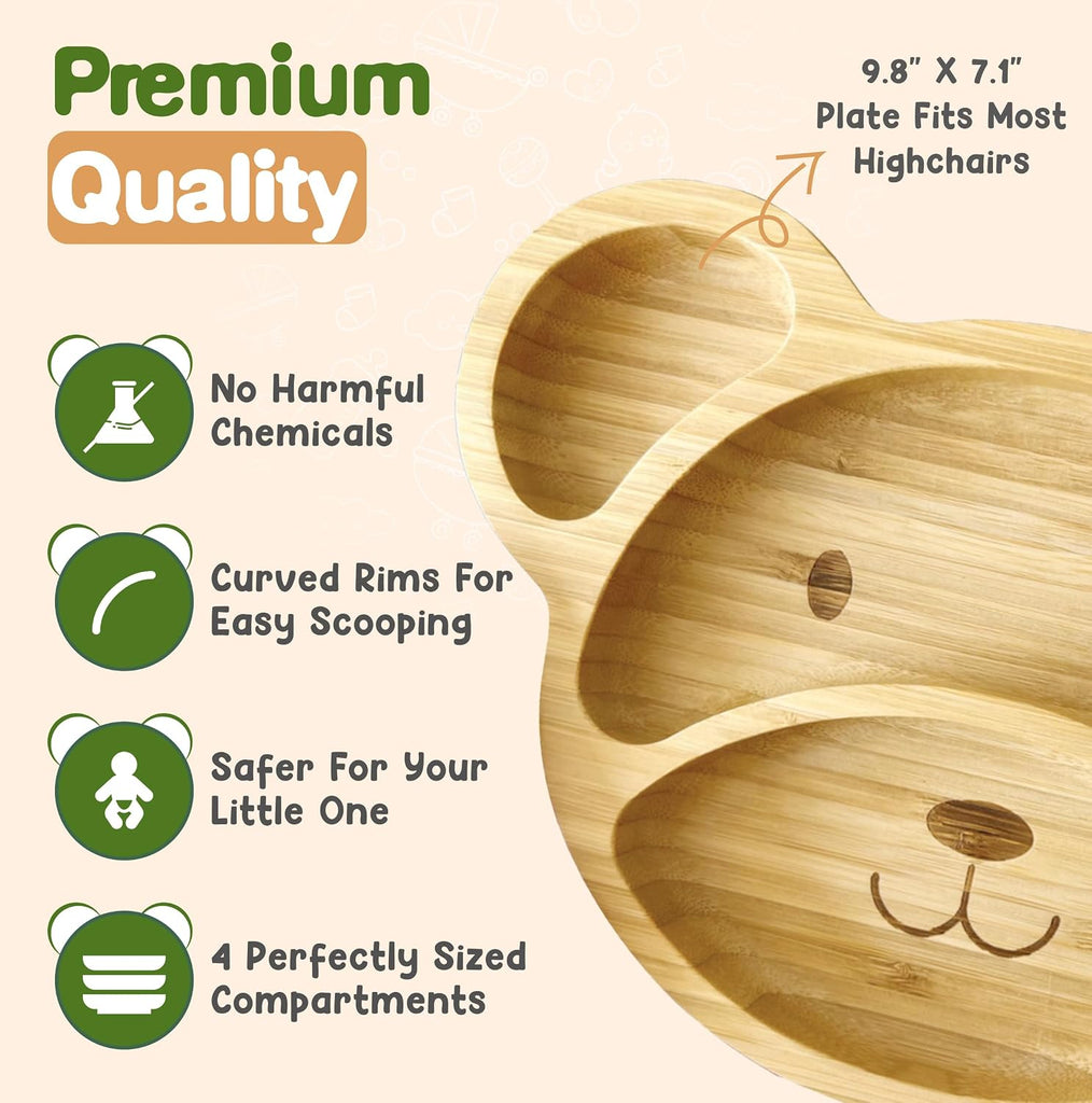 Plates for Kids - Baby & Toddler Plates with Suction for Feeding & Weaning, Eco-Friendly Design Promotes