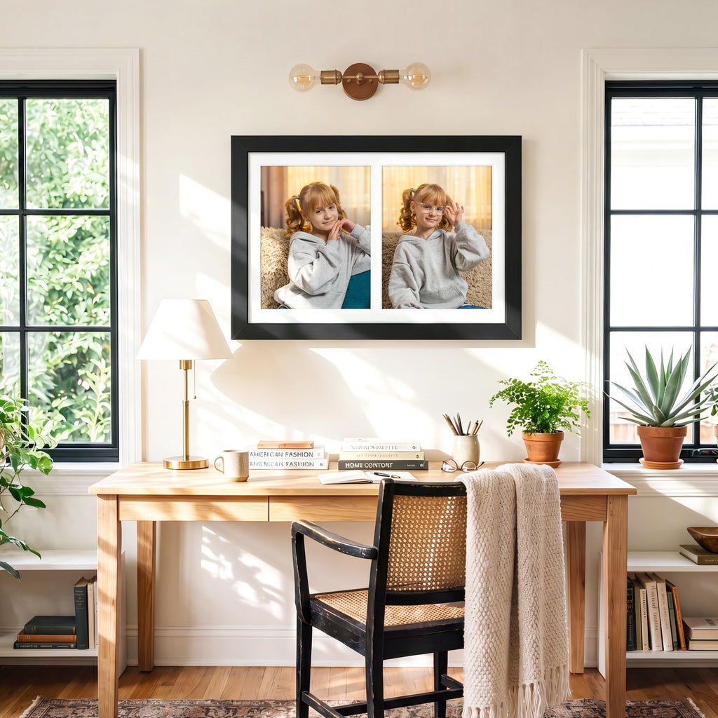 16x24 2 Opening Collage Frame For 2 11x14 Photos Black