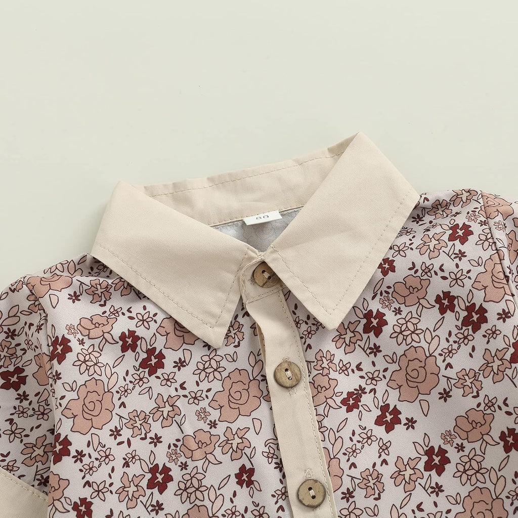 Toddler Baby Boys Summer Print Shirt Outfits Clothes Short Sleeve Button Down Tops + Shorts Set