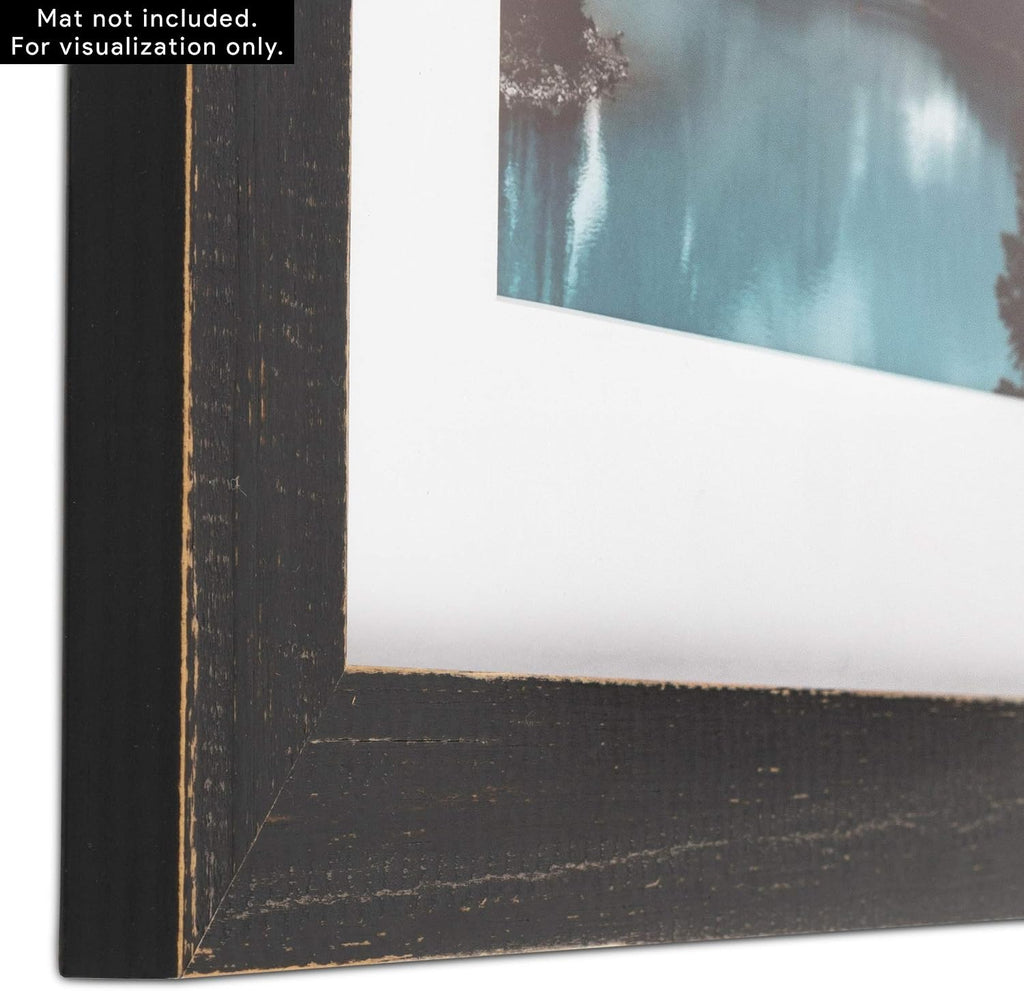 24x36 Inch Black Picture Frame, This 1.5" Custom Wood Poster Frame is Weathered Barnwood Style in Black, for Your Art