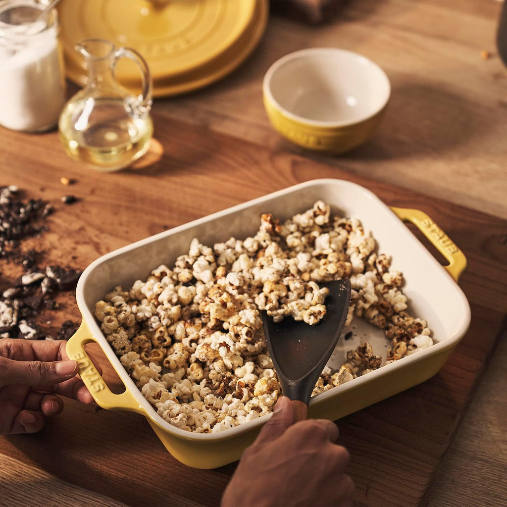 3-Pc Ceramic Dish Set, Oven Safe Up To 570°F, Yellow | Oven-to-Table for Lasagnas, Roasts & Apple Crisp. Dishwasher