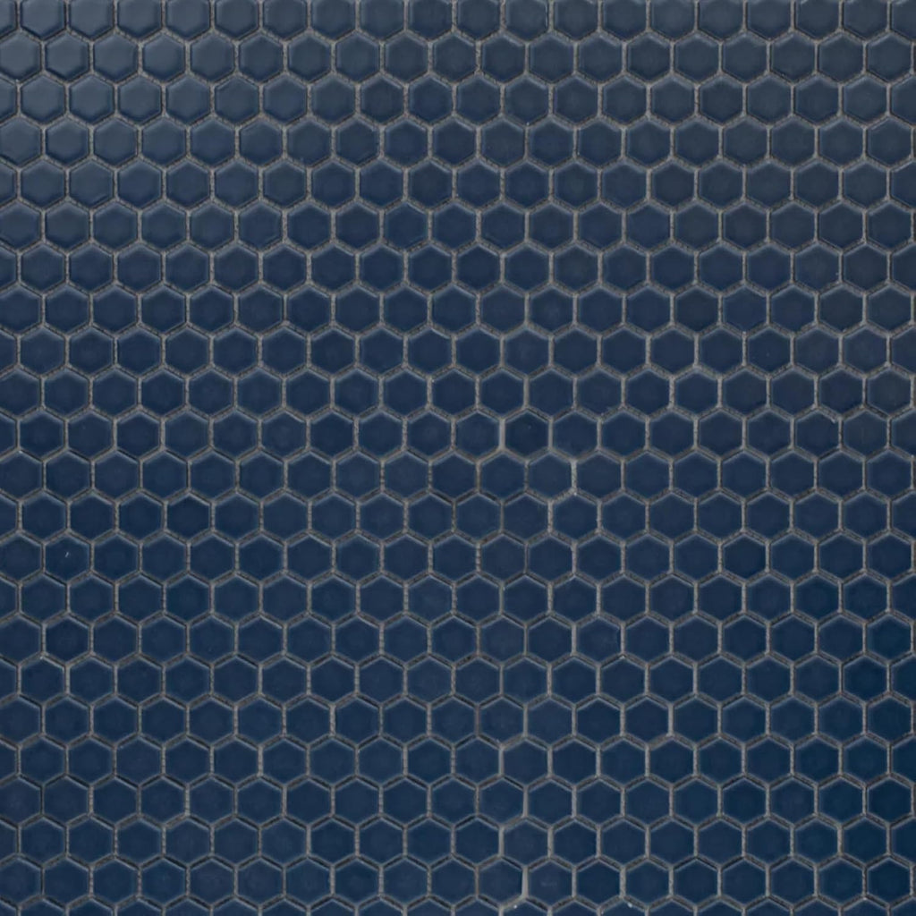 1" Hexagon Porcelain Mosaic Tile Matte Finish Navy Blue Color Wall and Floor Tile , Shower, and Backsplash (5 Sheets)
