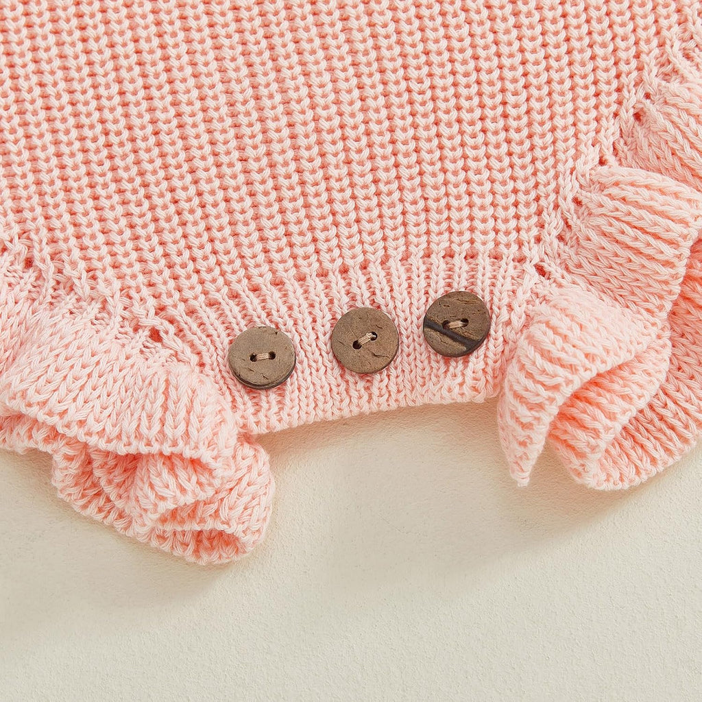 Baby Girl Fall Winter Clothes Basic Plain Cute Sweater Romper Outfit Pullover Ruffle Long Sleeve Outfits