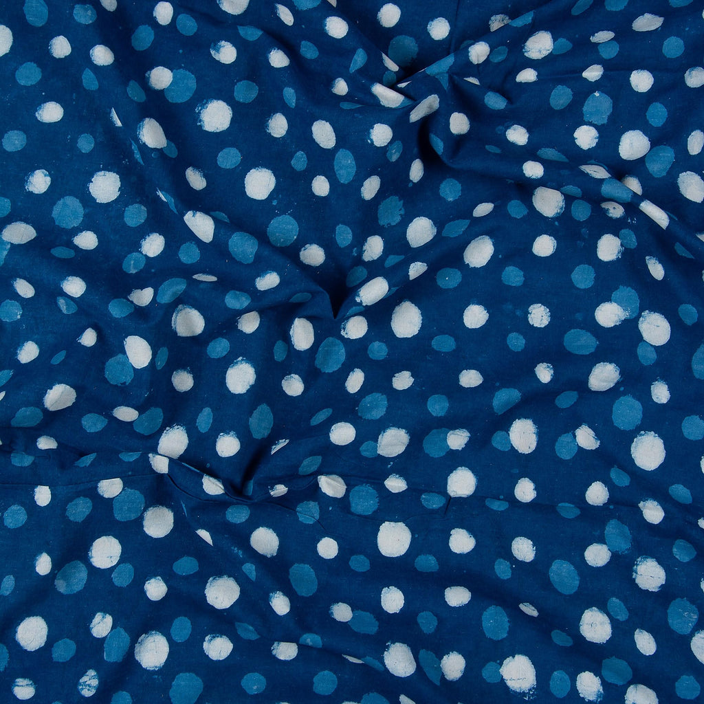 20 Yard Indigo Blue 100% Pure Cotton Block Print Roll - Machine Washable 44" Width Bohemian Style Handmade Boho