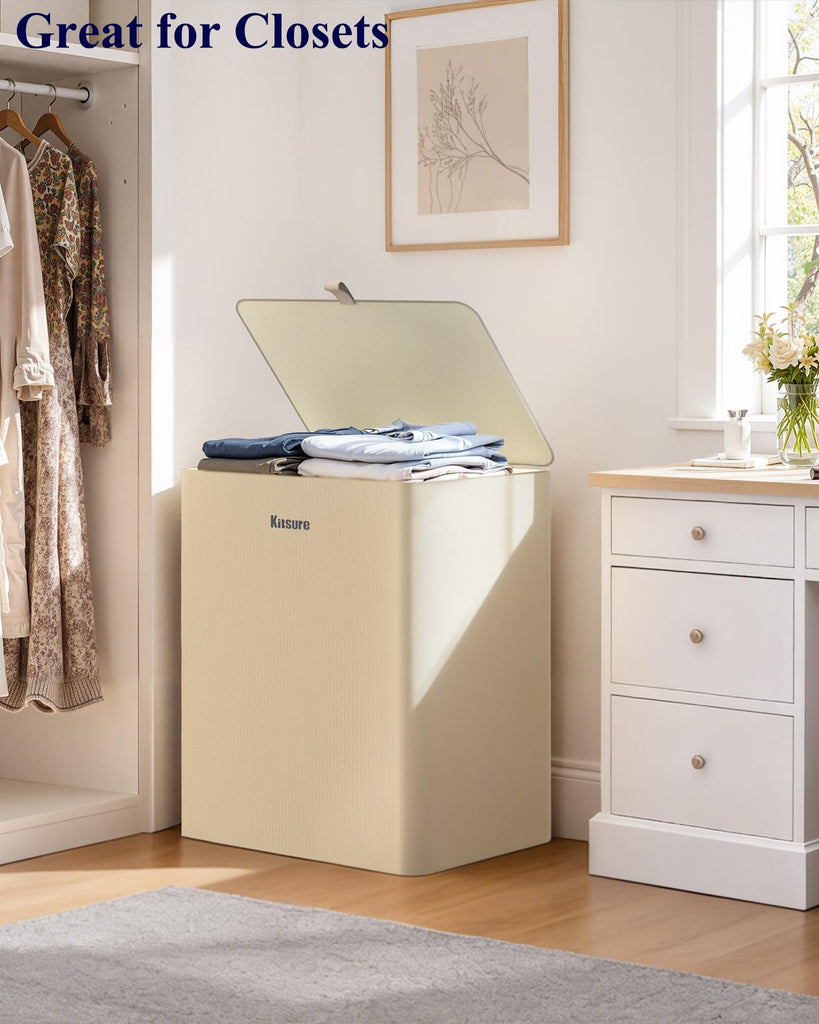 Laundry Hamper with Lid 160L, 2-Compartment Sorter, Removable Bags