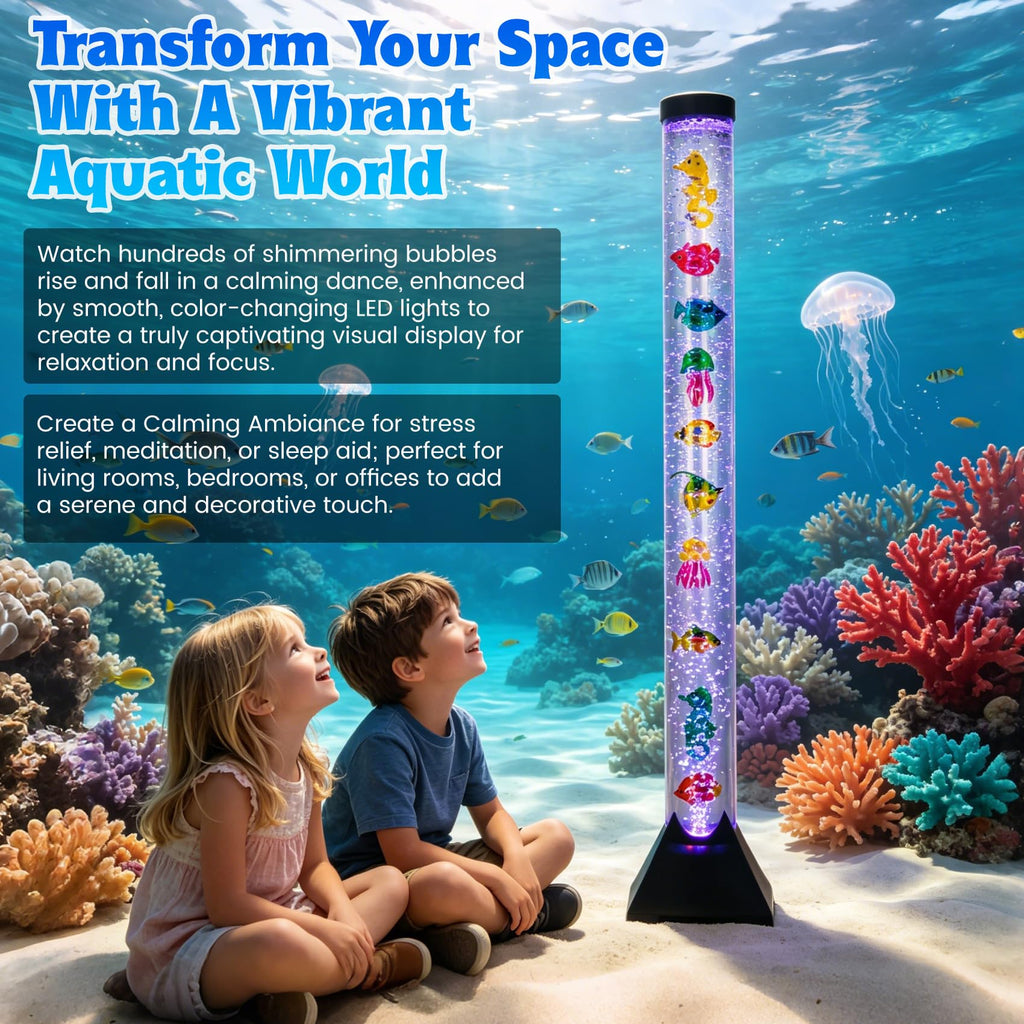 Inspired Nelson Style 4FT Sensory LED Water Bubble Tube Lamp with a Bracket