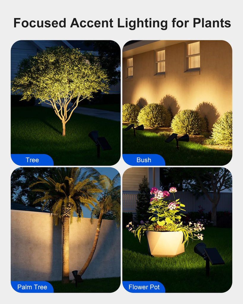 6 Pack Solar Spot Lights Outdoor Warm White LED Waterproof Landscape