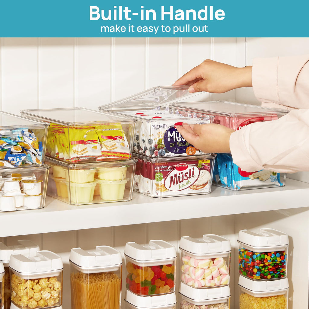 8pcs Clear Stackable Storage Bins with Lids