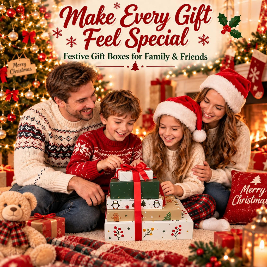 20 Pack Christmas Gift Boxes with Lids, 5 Sizes, 20 Festive Designs