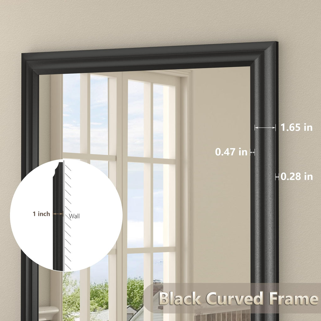 28x32 Inch Black Matte Bathroom Mirror for Wall