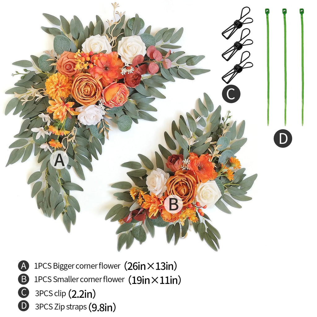 Faux Flower Swag Set of 2 for Wedding Welcome Signs Floral Swag Reception Ceremony Decor Orange