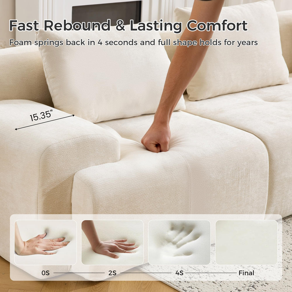 85" Modular Sectional Sofa, Chenille Upholstered Boneless Couch, Modern Deep Seat Cloud Sectional Couches, Oversized