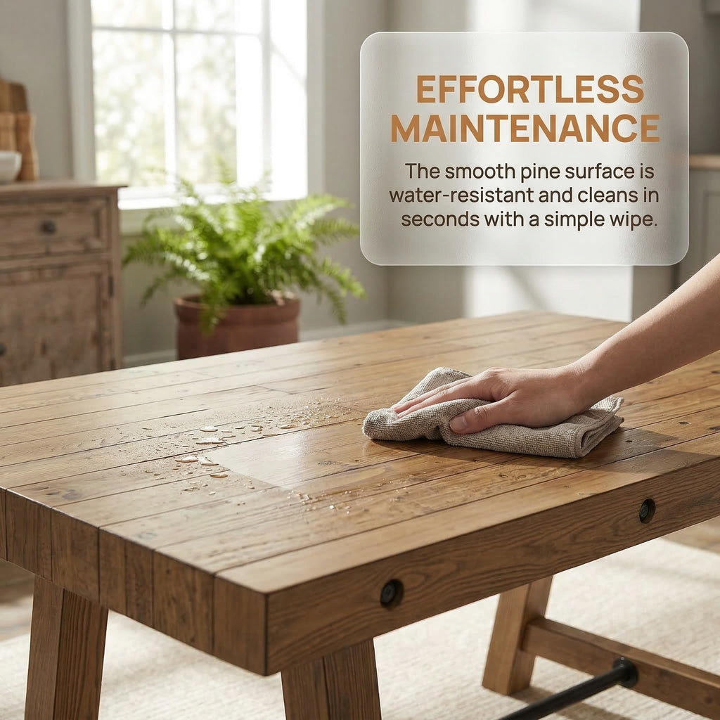 Rustic Dining Table for 4-6 People, 59" Farmhouse Rectangular Kitchen Table, Reclaimed Solid Wood Dining Room Table