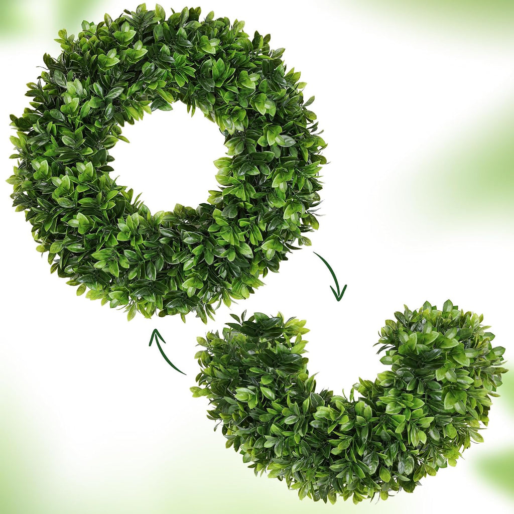 20" Boxwood Wreaths for Front Door,Artificial Spring Wreaths for Wall Window Porch Home Farmhouse St Patricks Day