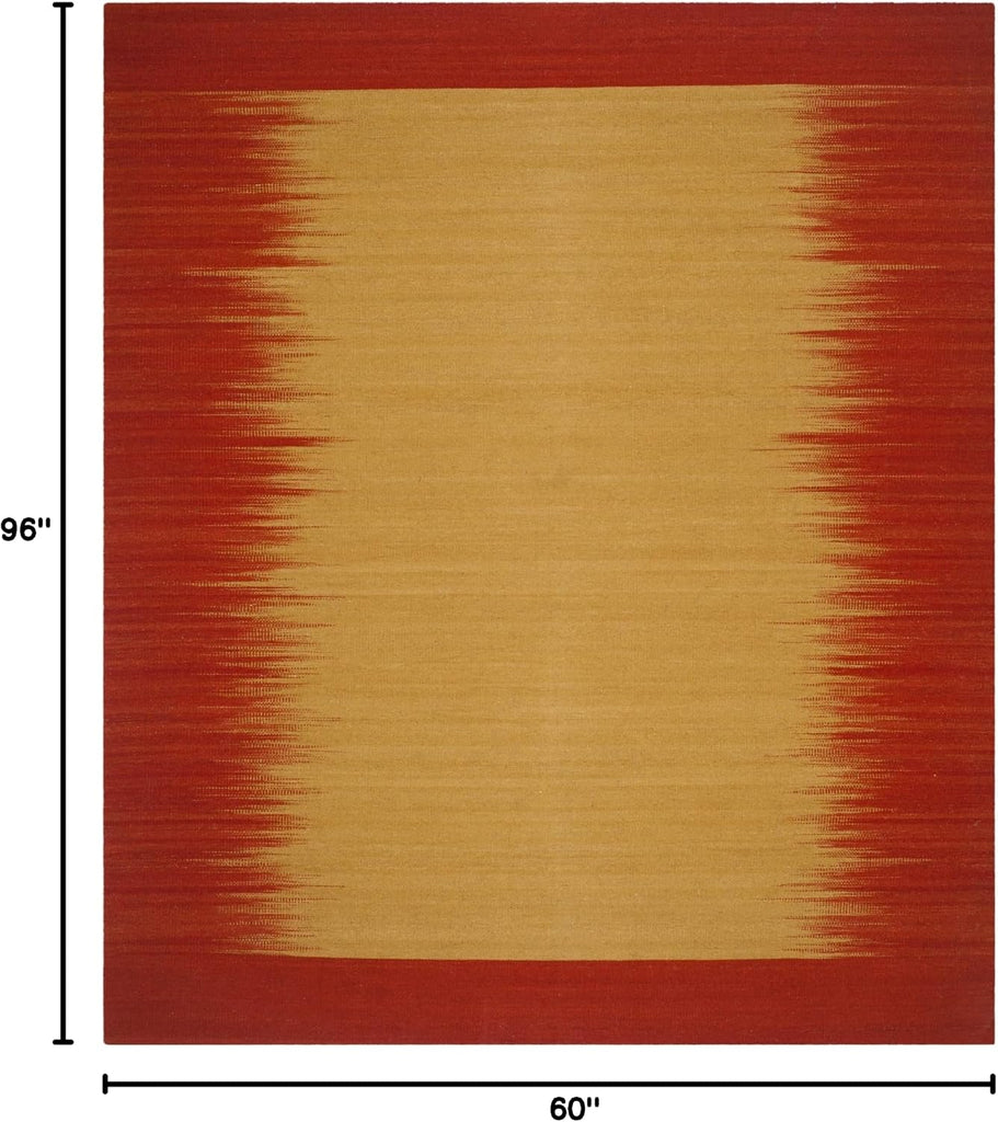 Kilim Collection Area Rug, Rust, Handmade Flat Weave Wool, Ideal for High Traffic Areas (KLM947A)