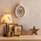 ZENFUN Oval Retro Wall Clock, Rustic Silent Clocks, Elegant Vintage Style, White Antique Design