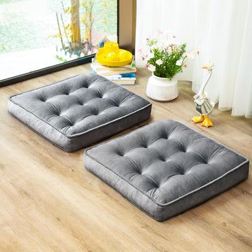 Floor Pillow Set of 2, Memory Foam Meditation Cushion, Floor Cushions for Adults Sitting, Large Square Seat Cushions