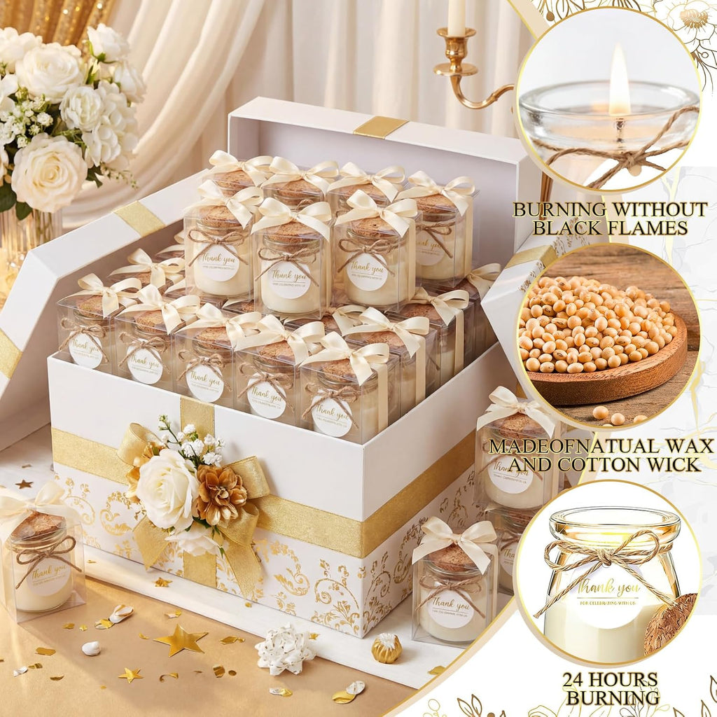 Sets Wedding Candle for Guest Beige Glass Jars Bridal Shower Favor - Set of 20