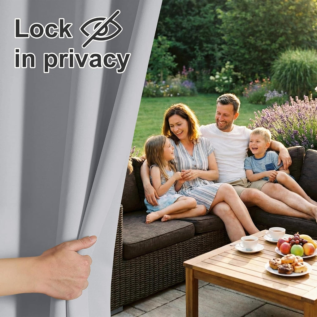 2 Panels Outdoor Curtains Waterproof Weighted Windproof | Durable Weighted Panels 100% Privacy Screen Shades for