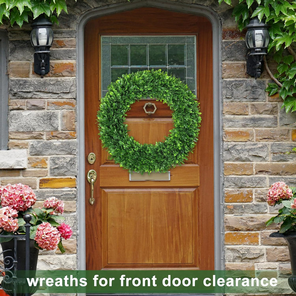 Green Boxwood Wreaths for Front Door Realistic 22Inch All Season Eucalyptus
