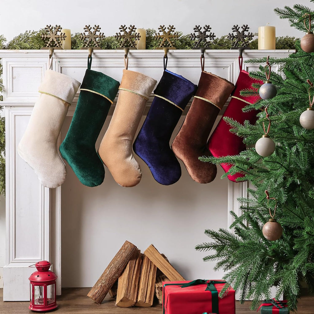 Exquisited Christmas Stockings, 18 Inch Luxury Vintage Thick Velvet Christmas Stockings, Noble Christmas Home - Set of 6