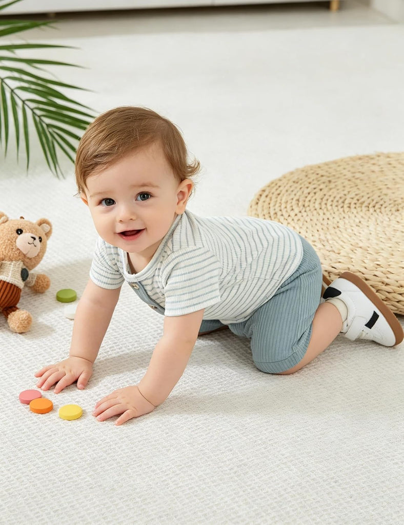 Baby Boy Outfits 2 Piece Short Sleeve Romper Top and Shorts Set Baby Boy Summer Clothes