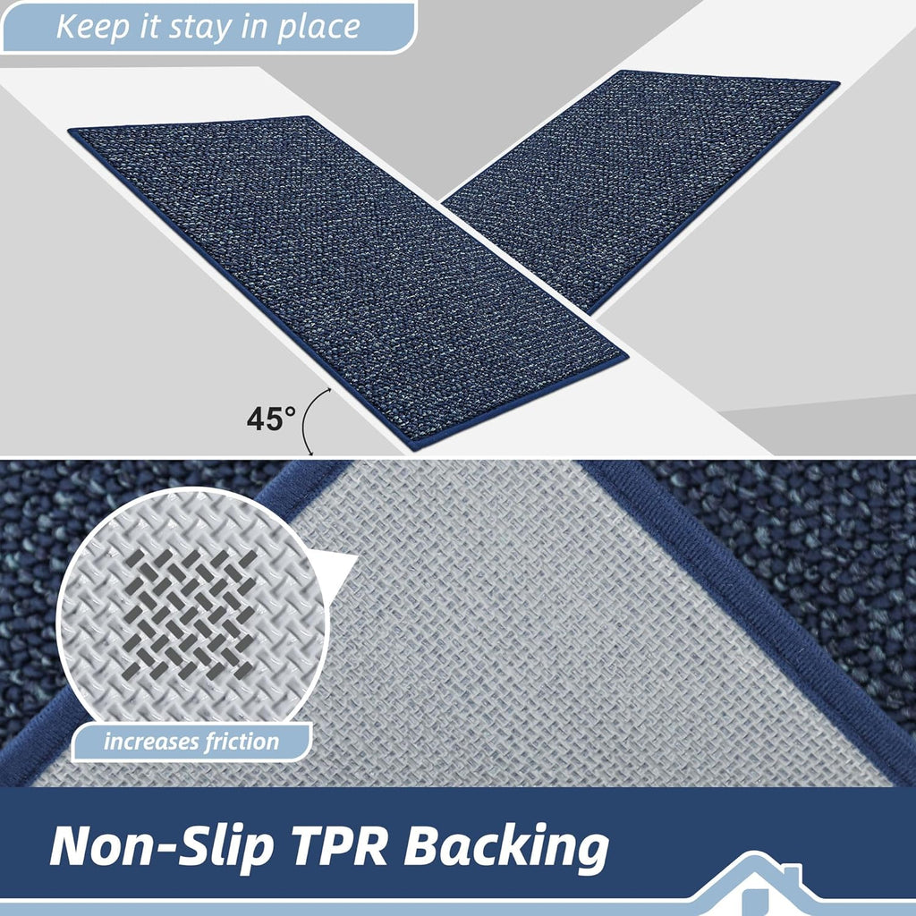 Dirt Trapper Door Mat 24" x 36", Non-Slip Washable Doormats, Blue | Entrance Mat Dirt Resistant and Absorbent Welcome