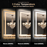 LED Bathroom Mirror with Lights, 30x50 Vanity Mirror Wall, Anti-Fog, Dimmable, Front Lit & Backlit, Memory Function