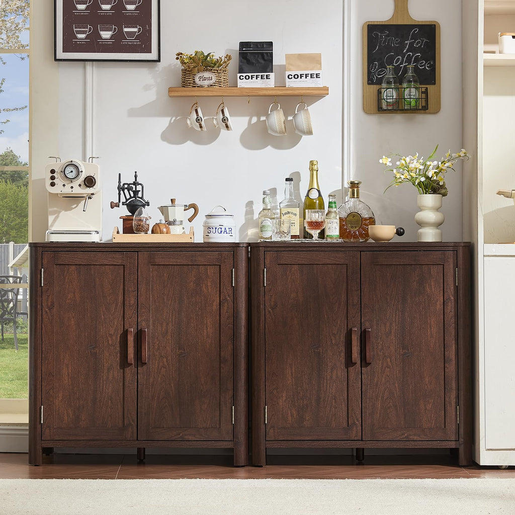 Sideboard Buffet Cabinet with Storage, 31.5" Arc-Shaped Credenza