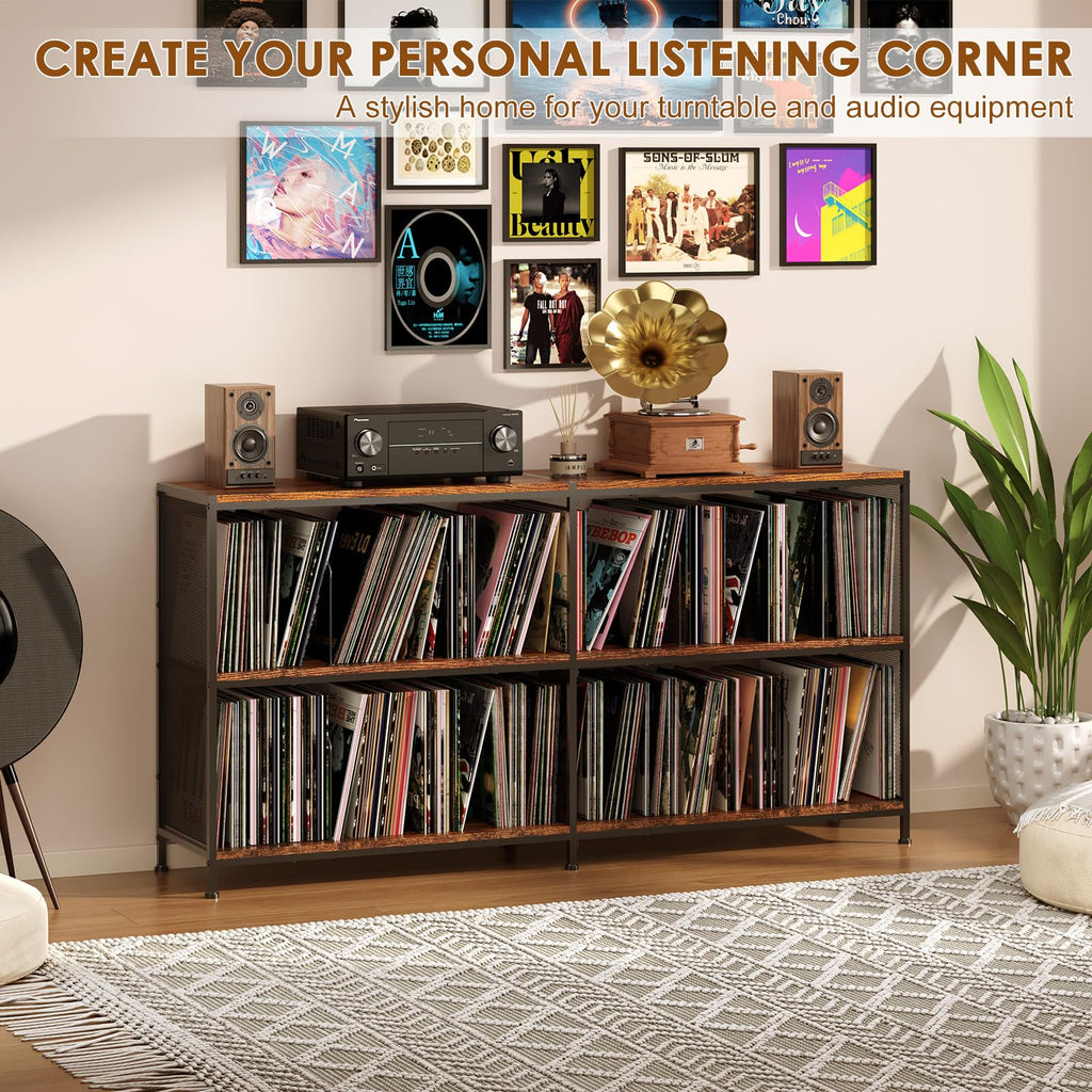 59.2" Record Player Stand with Vinyl Record Storage, Hold 700+ Records