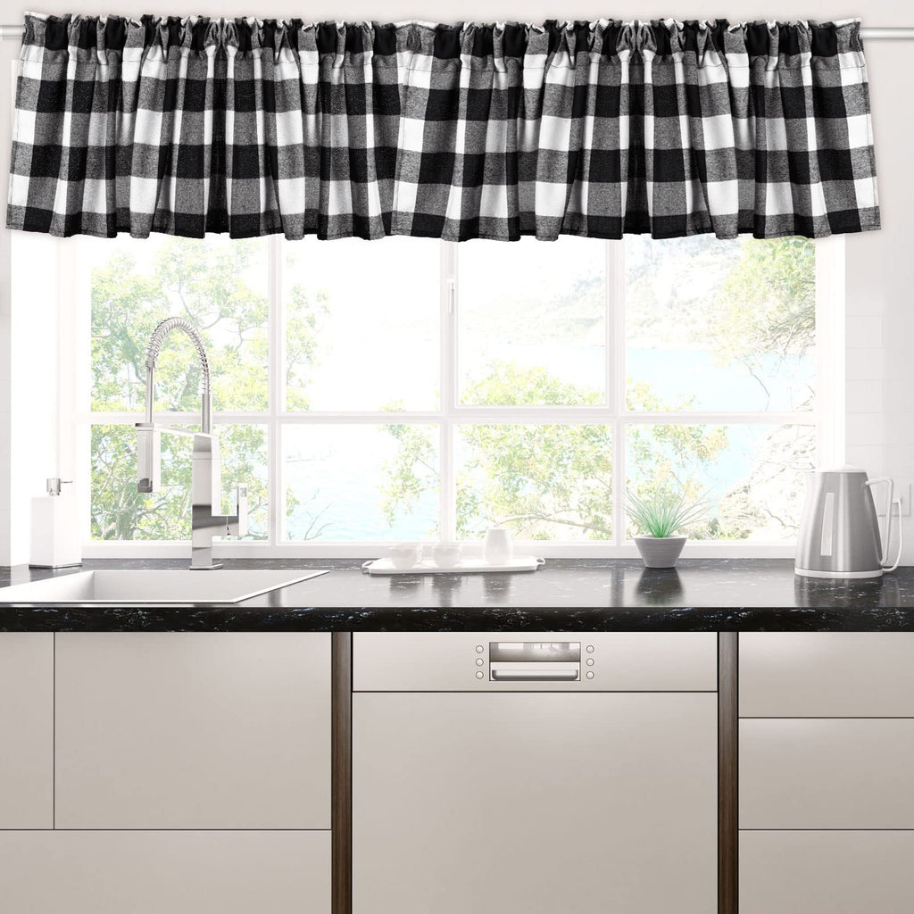 4 Pcs Buffalo Plaid Window Valance Curtains