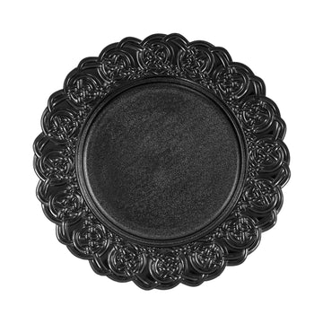 Antique Charger Plates Set, 100 Pcs 13in Plastic Embossed Dinner Plate, Round Phoenix Pattern Elegant Floral Plates