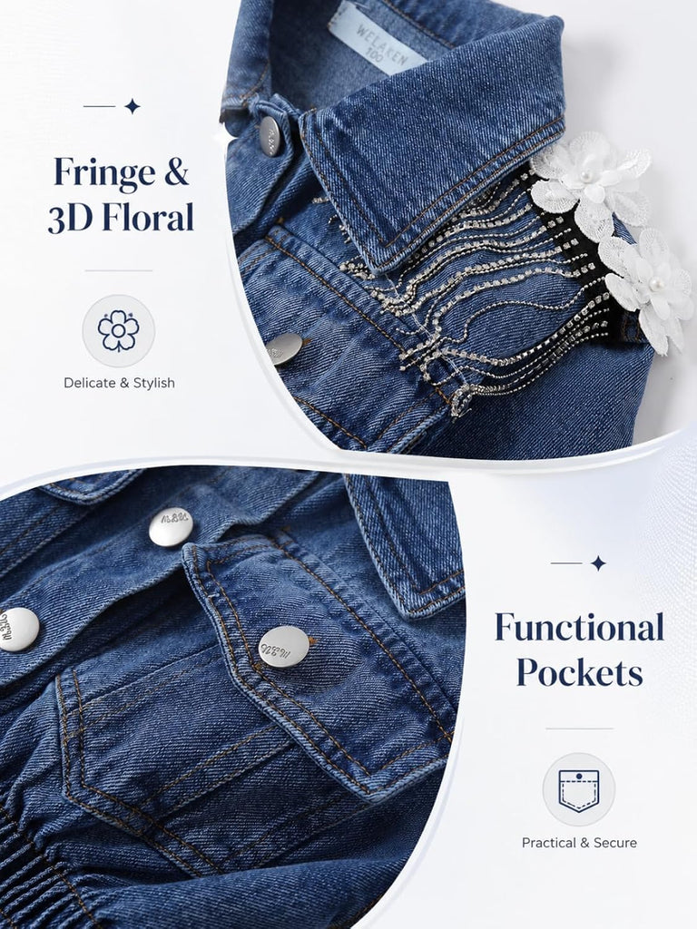 Girls Denim Jackets - Trendy Button-Up Outerwear for Kids