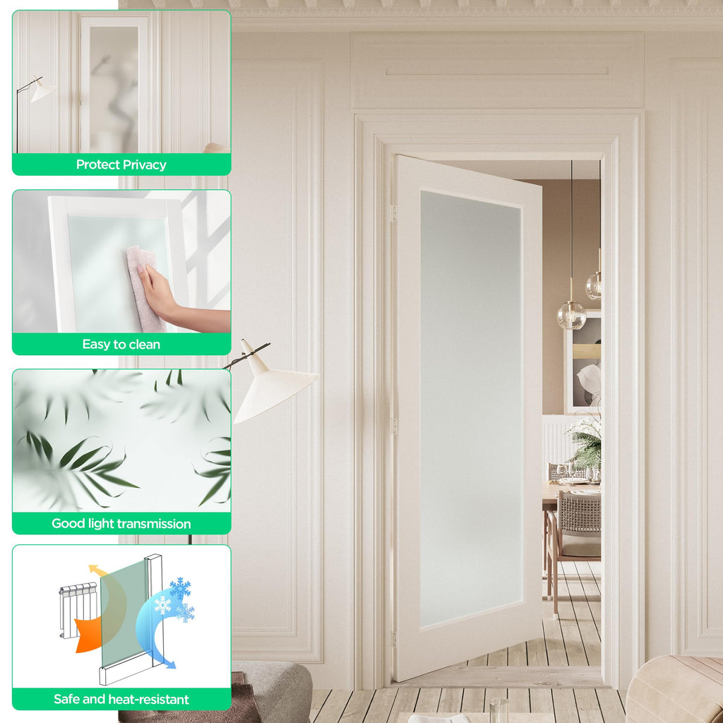 24" X 80" Interior Slab Door, Frosted Glass Doors, MDF Solid Core