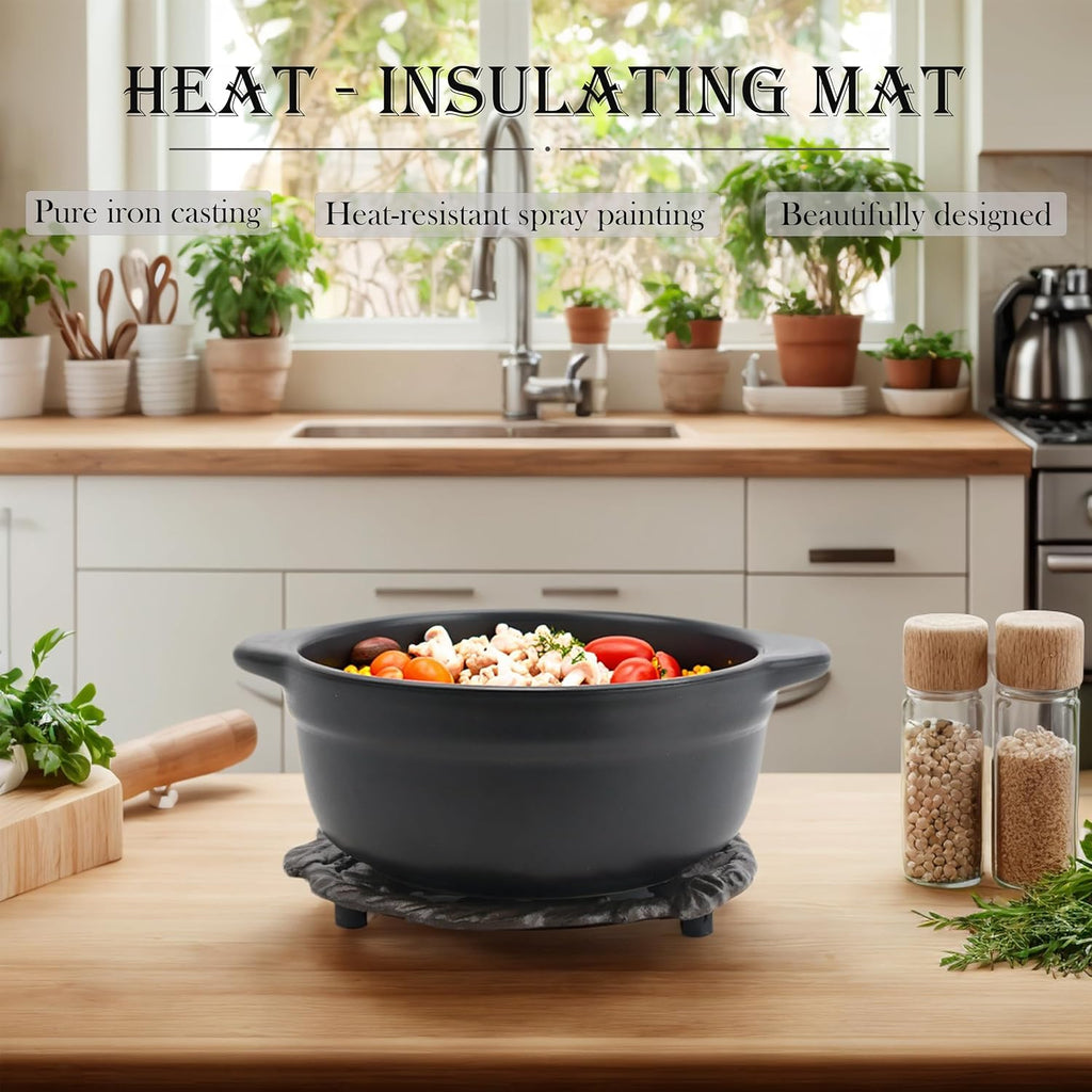 Cast Iron Trivet, 7.28 inch Metal Trivet for Hot Dishes, Heat-Resistant Decorative Trivets to Protect Dining