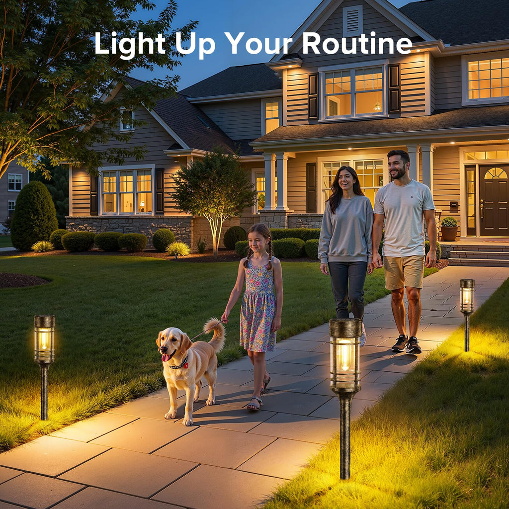 8 Pack Brown Solar Pathway Lights Outdoor, Bright Solar Lights Outdoor Waterproof IP65, Solar Garden Lights Outdoor