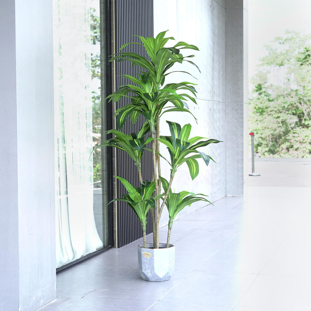 Artificial Plants 5.3Ft Dracaena Fragrans Faux Trees with 7 Heads Fake Tree Decor Indoor or Outdoor Office Decoration