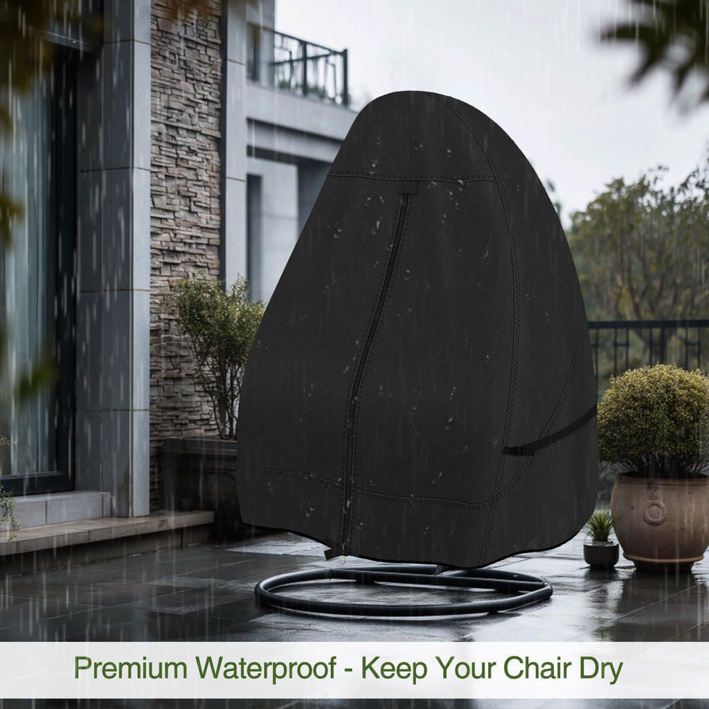 Waterproof Patio Hanging Egg Chair Cover, Black