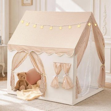 Kids Play Tent with Star Lights & Window & 2 Doors, Playhouse Toy
