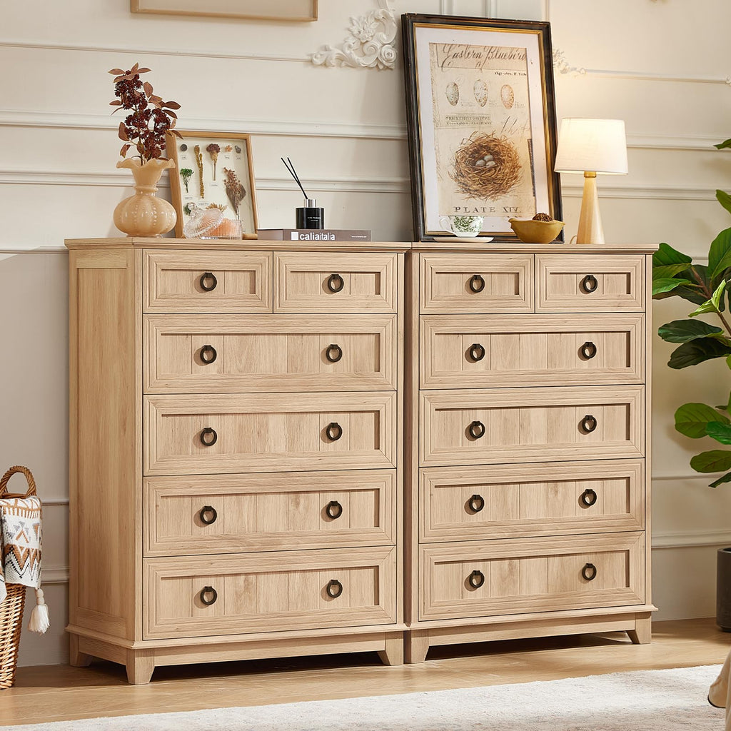 Farmhouse 6 Drawer Dresser, 41" Tall Chest of Drawers