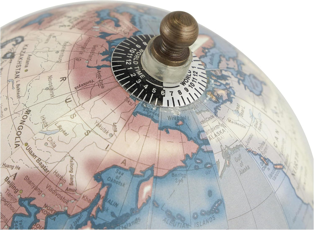 Plastic Globe with Wood Base, 5" x 5" x 10", Brown