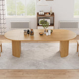 43-95 inch Long Round Extendable Dining Table for 4-10, Space Saving Oval Large Dinner Kitchen Table with 3 Leaf, 2