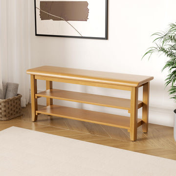 Shoe Rack Bench Mid Century Modern 2-Tier Shoe Rack Organizer Hallway or Living Room Farmhouse Rustic Wooden Seat