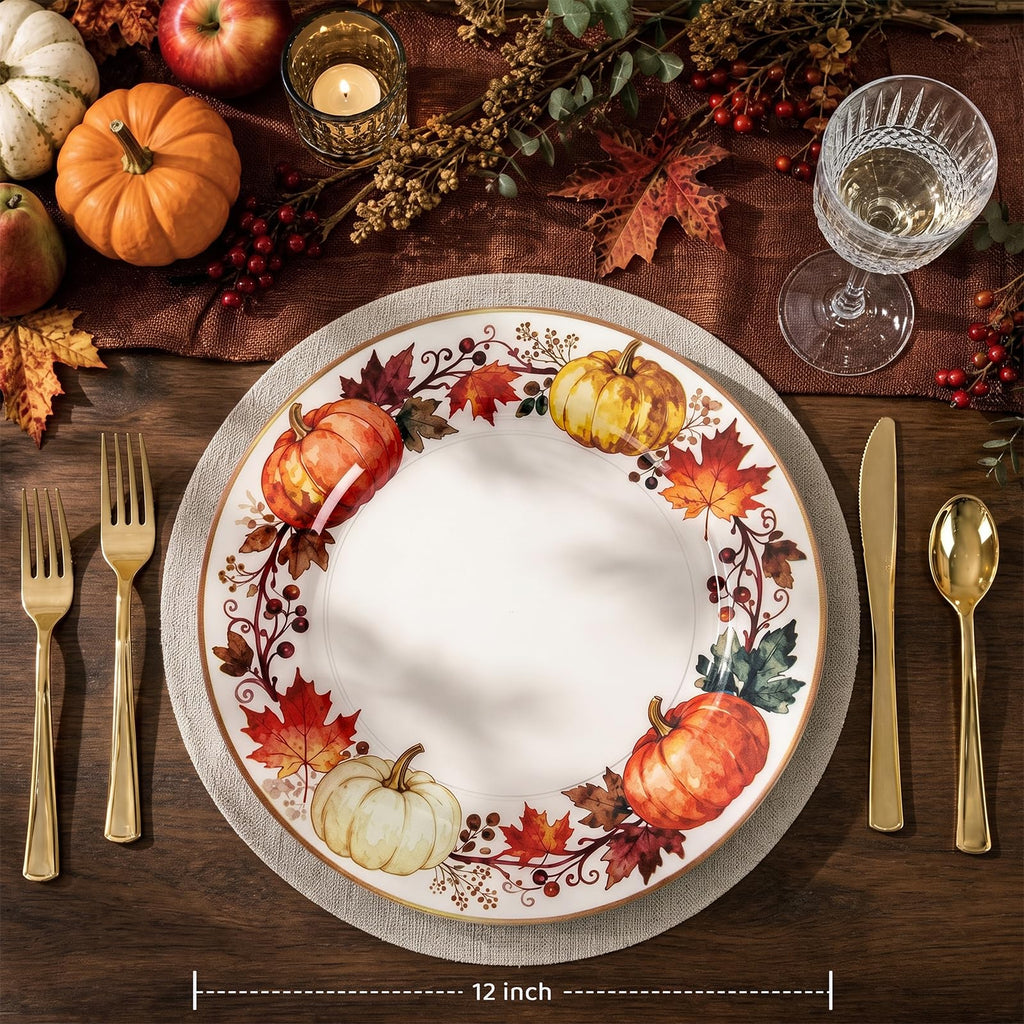 12PCS Thanksgiving Charger Plates 12Inch Fall Plastic Plates for Dinner