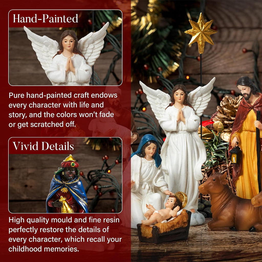 Nativity Sets for Christmas Indoor Set of 13 Pieces 3.9 Inches