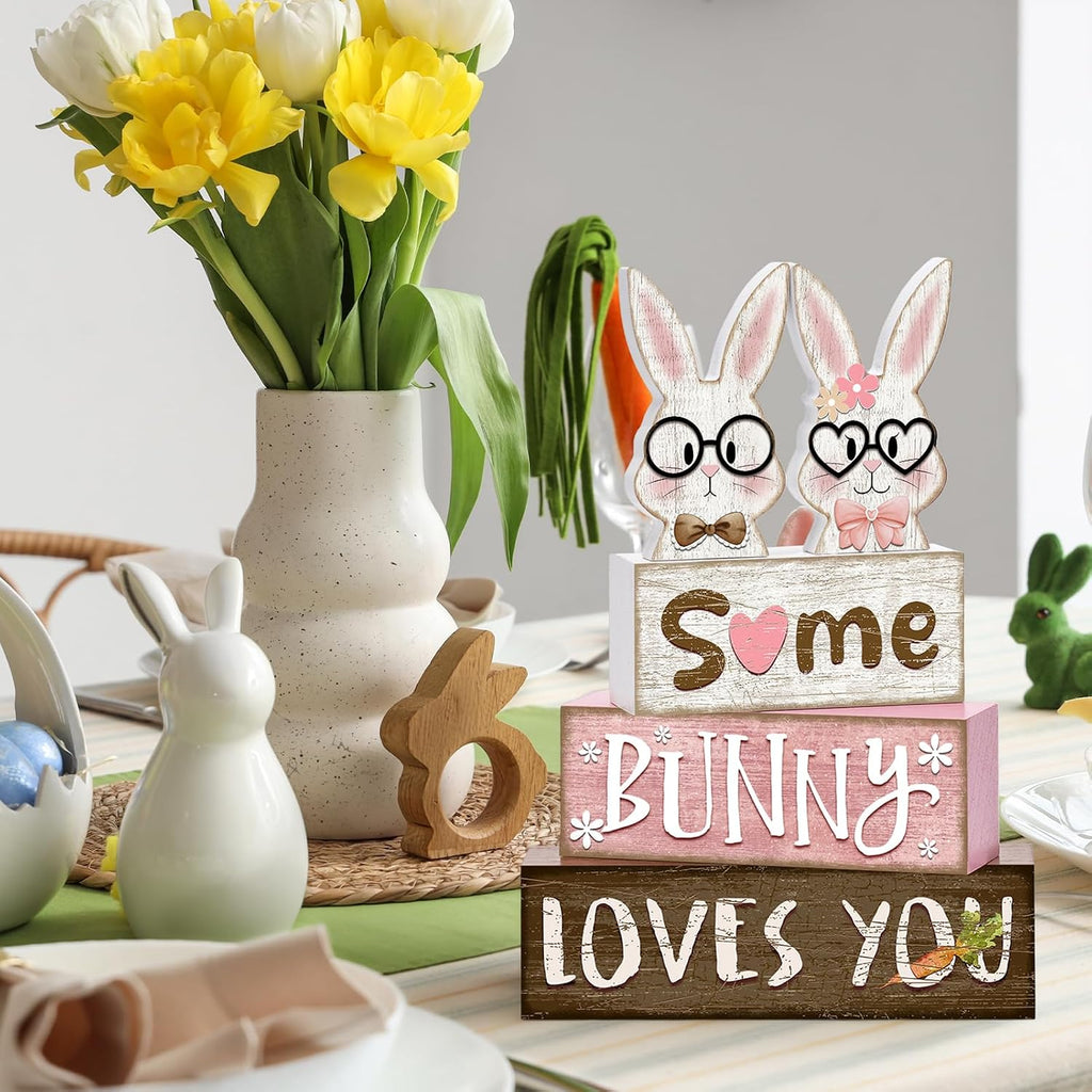Tiered Tray Decor Set, , Wooden Table Sign, Easter Bunny - Set of 4