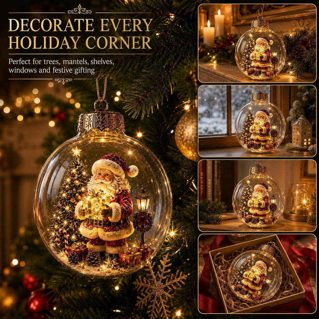 Glowing Christmas Story Ornament, Light-Up Mini Holiday Scene with Warm LED Light Decor, Festive Keepsake Gift