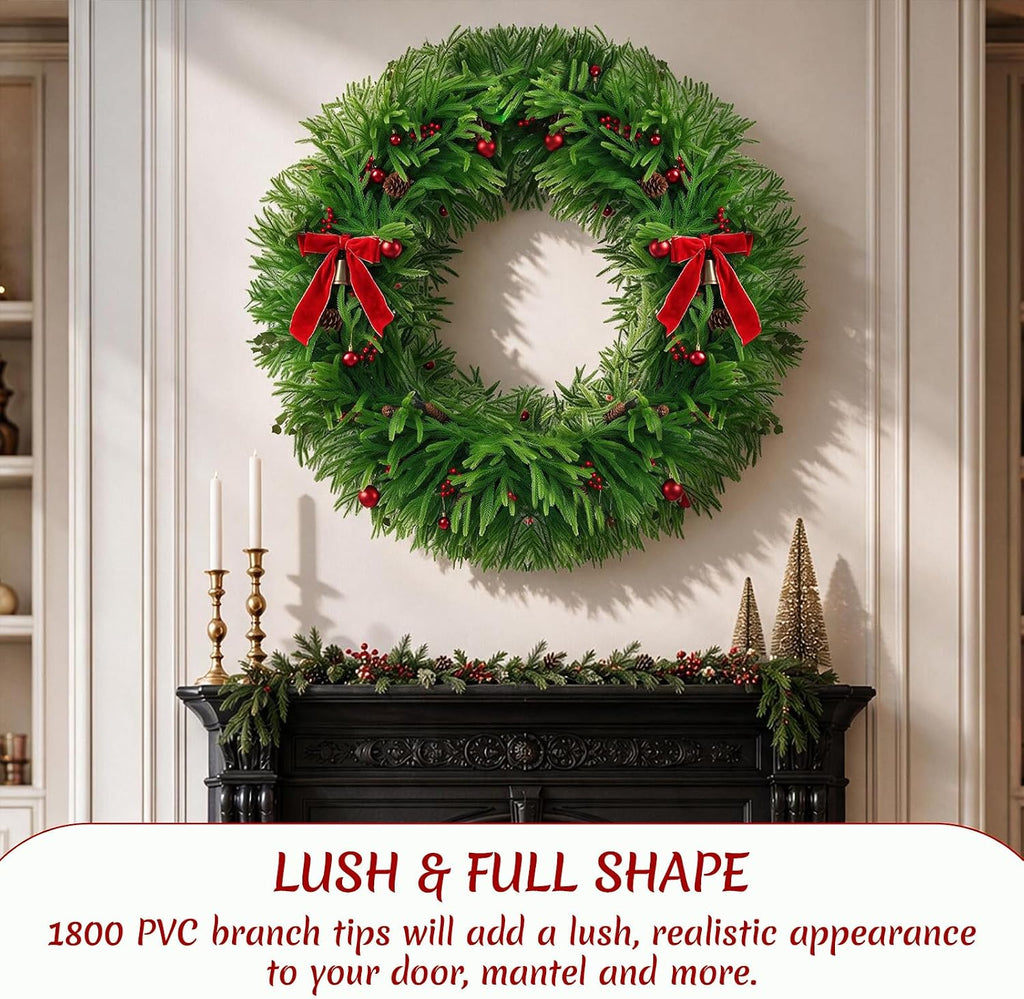 48in Indoor/Outdoor Large Artificial Christmas Wreath, Green